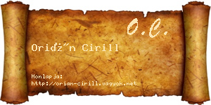 Orián Cirill névjegykártya